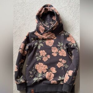 Floral Hoodie with Peach Rose Print